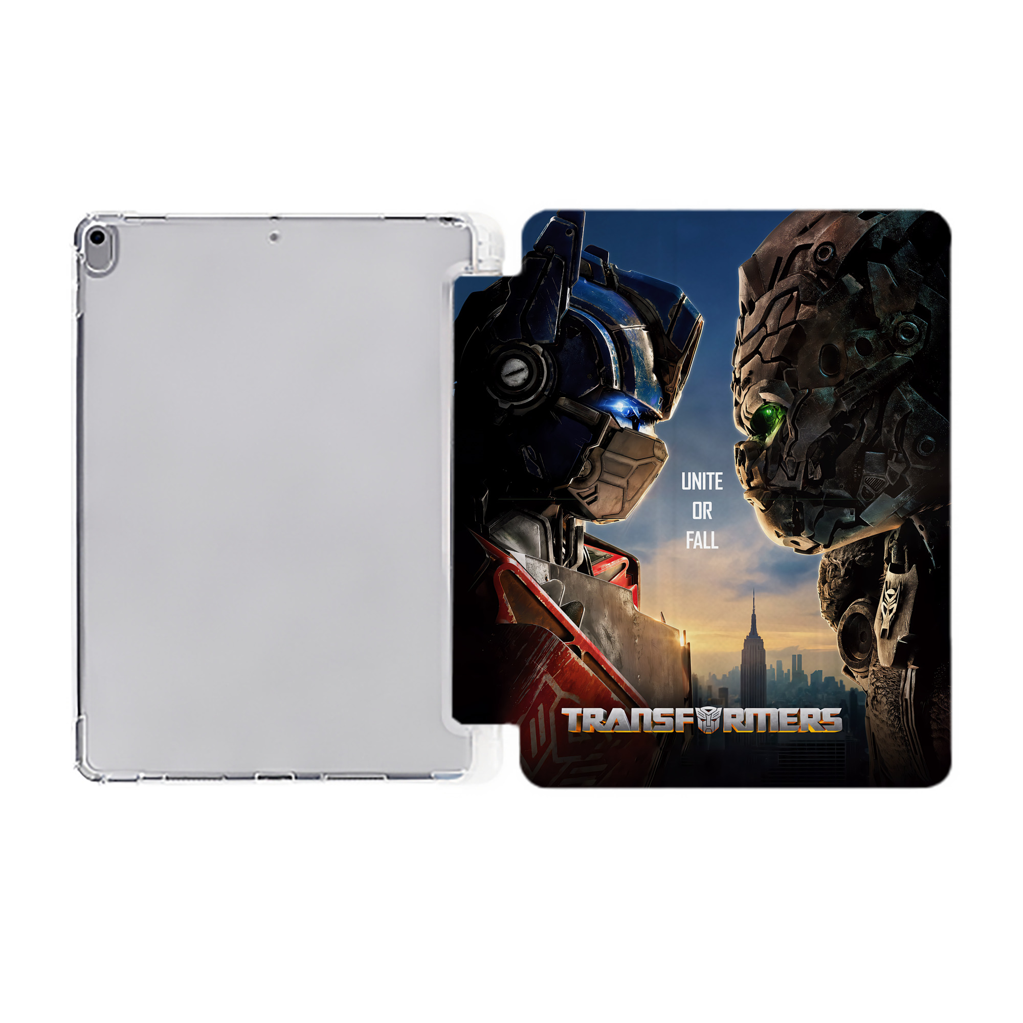 （画像用） Transformers トランスフォーマー IPad ケース ペン収納付き 三つ折りスタンド PUレザー×シリコン 対応機種9.5/10.5/10.9インチ